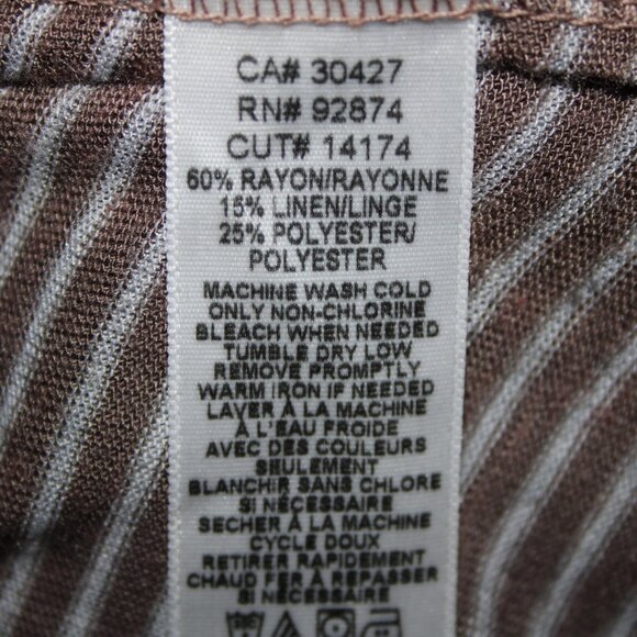 Splendid Sz L Brown Gray Striped Asymmetrical Rayon Linen Poly Wrap Sweater - Picture 9 of 11